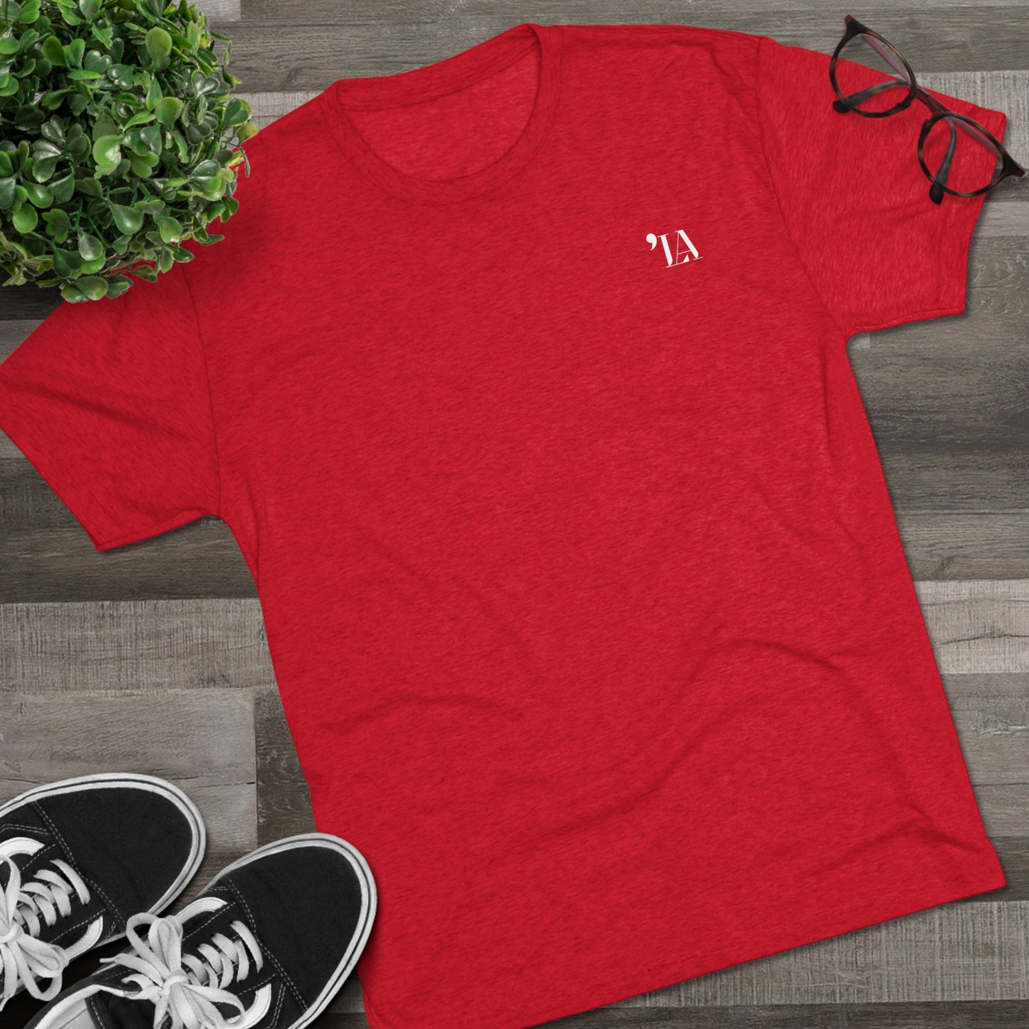 Subtle "LA" Logo Tee – Unisex Tri-Blend Crew by Next Level