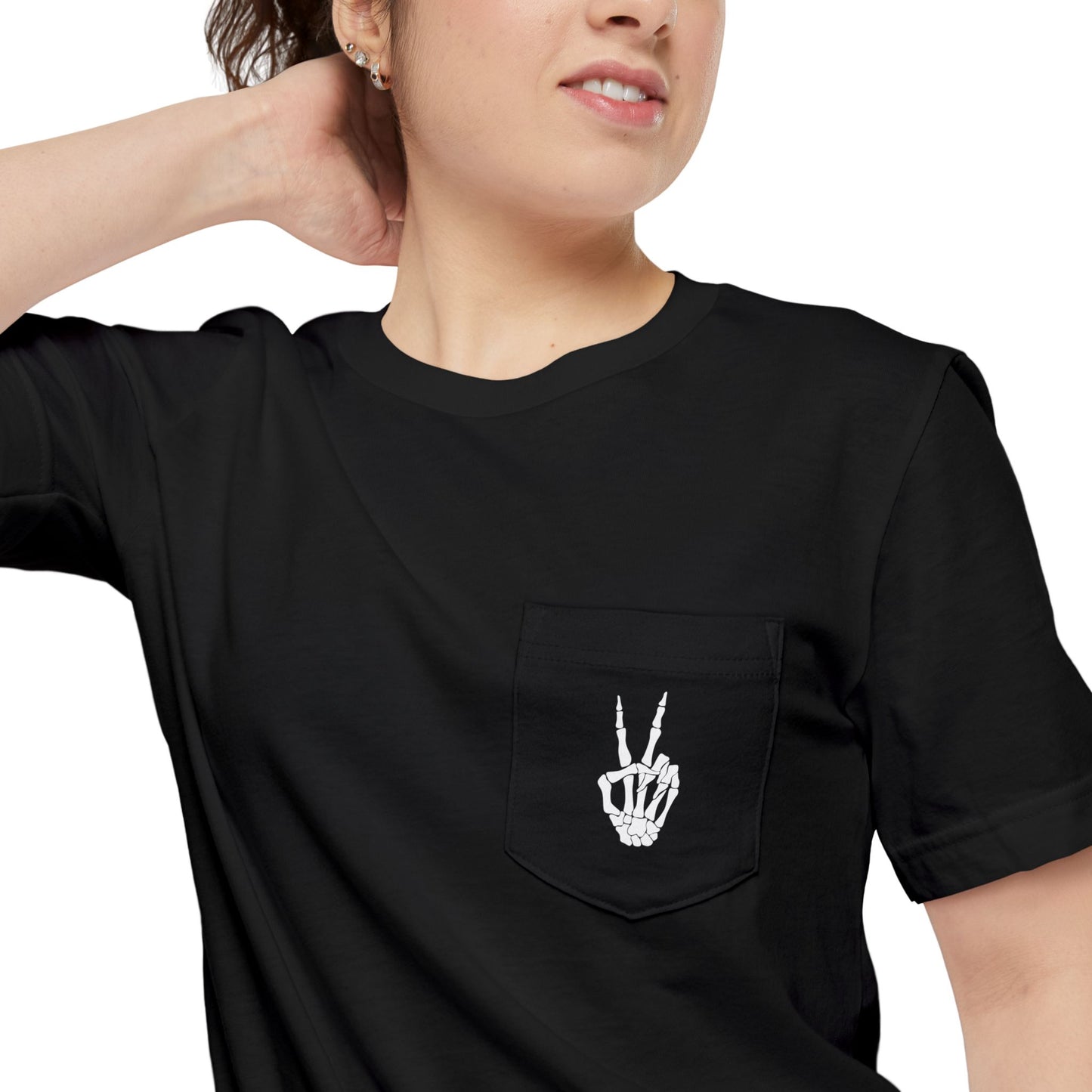 Spooky Season Dancing Skeletons Pocket Tee – Unisex Airlume Cotton