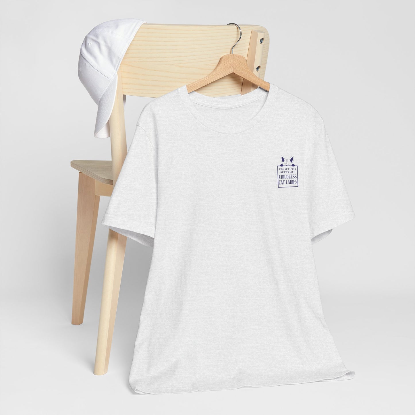 'Proud to Support Childless Cat Ladies.' Unisex Jersey Short Sleeve Tee