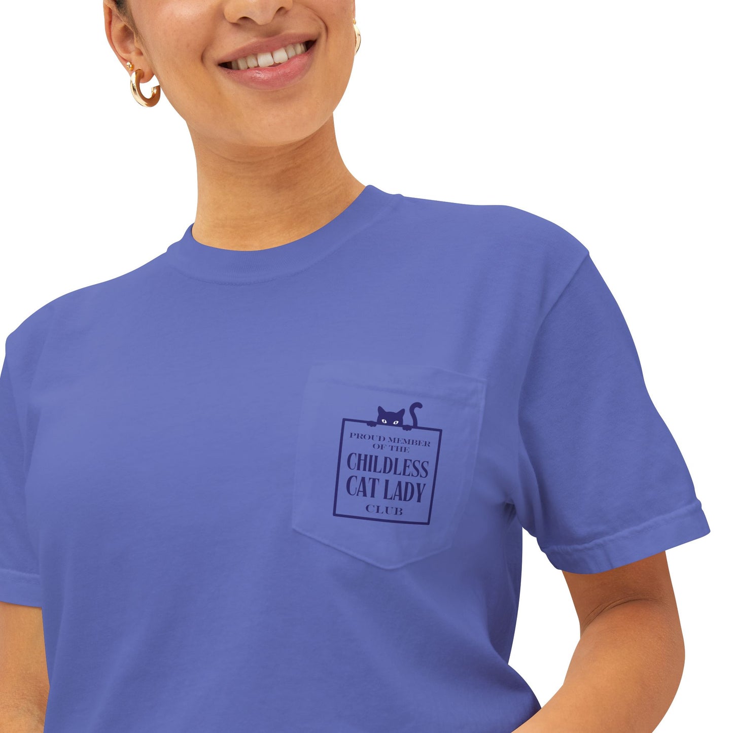 Proud Member of the Childless Cat Lady Society T-Shirt – Comfort Colors Pocket Tee