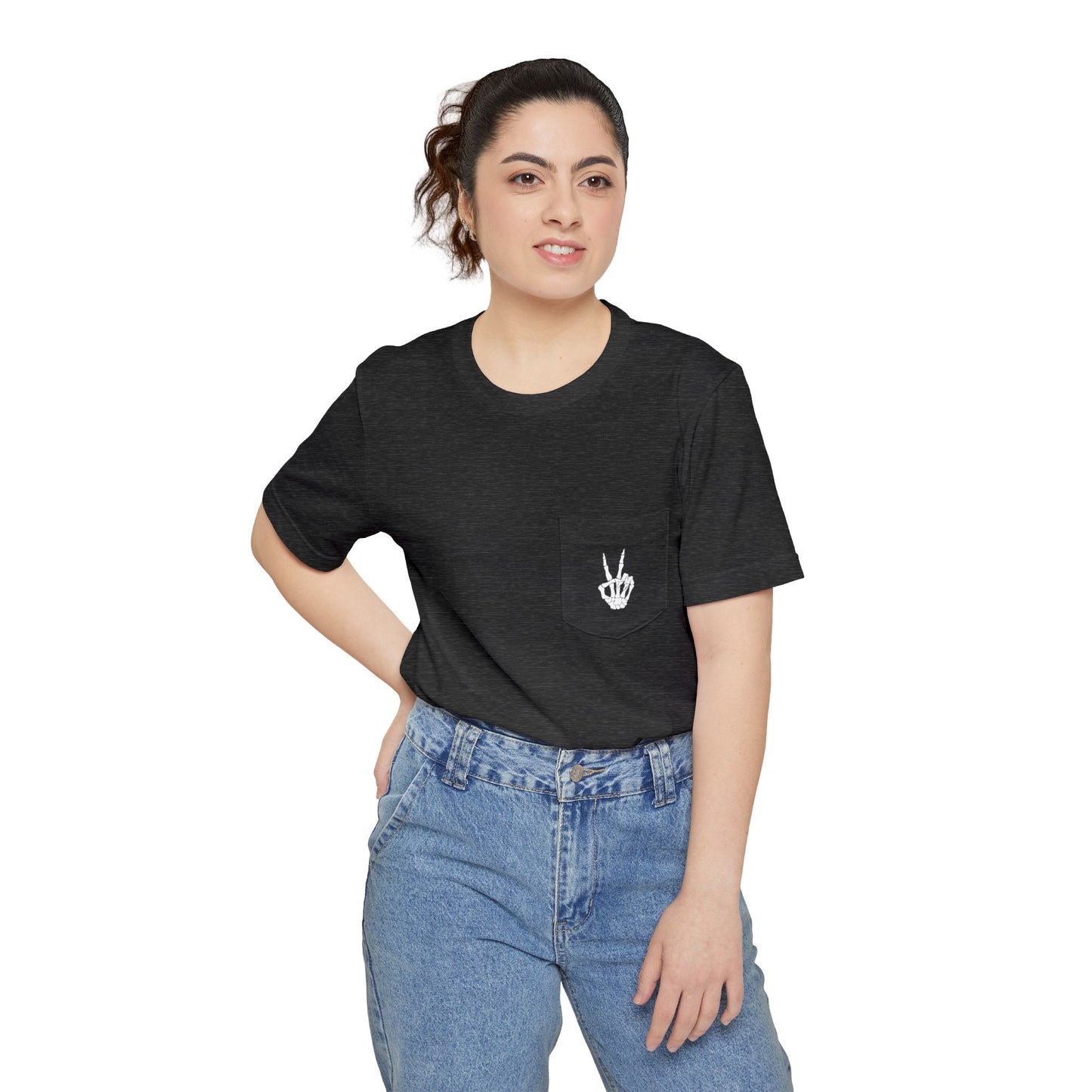 Spooky Season Dancing Skeletons Pocket Tee – Unisex Airlume Cotton