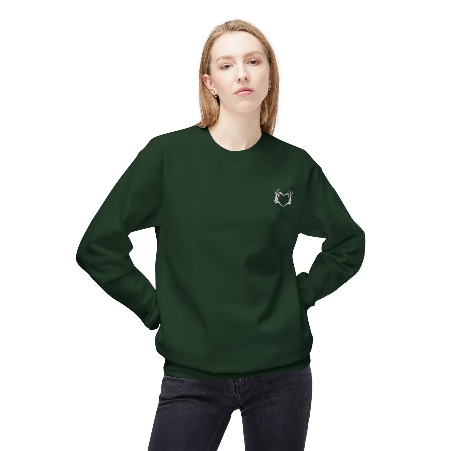 Haunted by My Graveyard Skeleton Hand & Webbed Books Sweatshirt – Unisex Gildan SF000