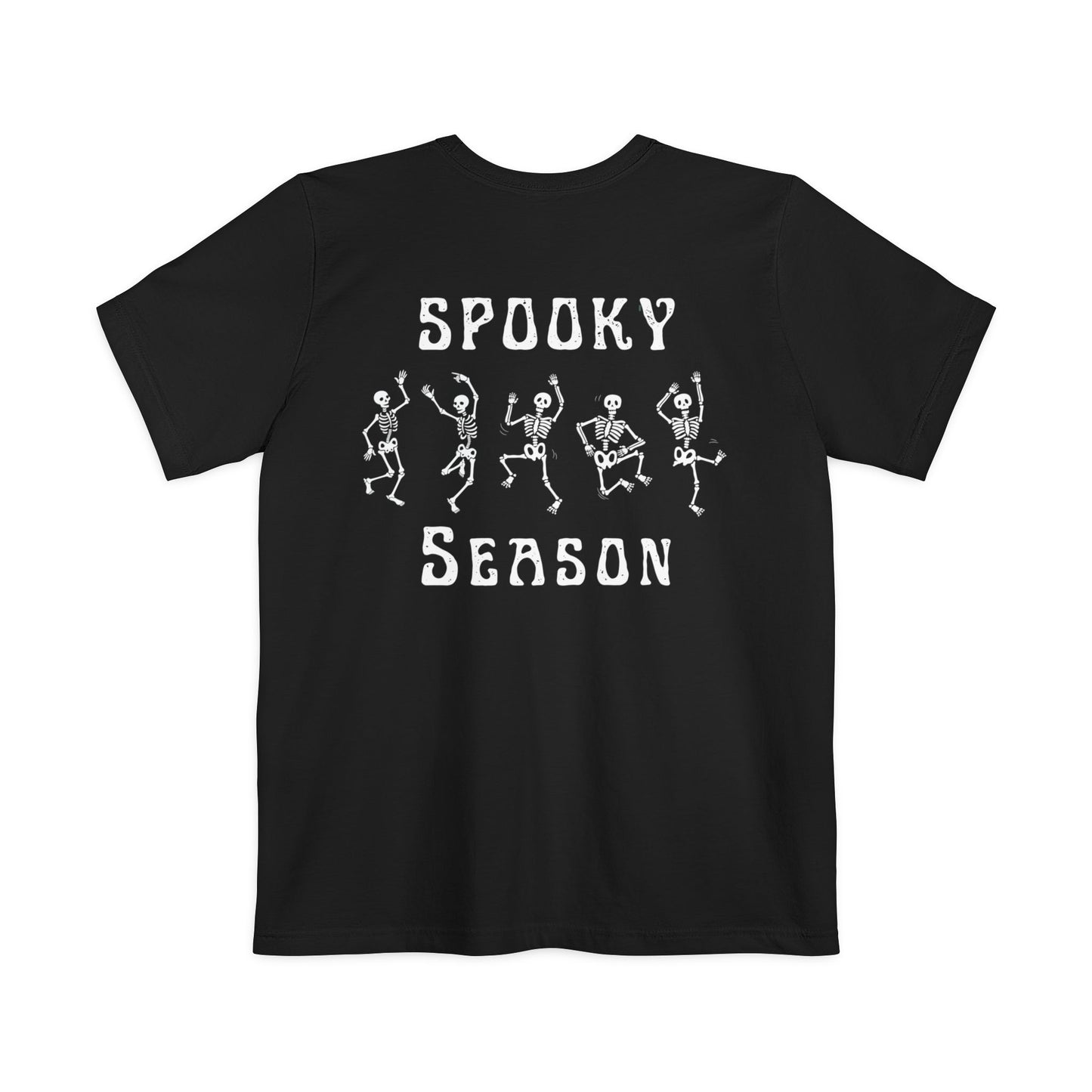 Spooky Season Dancing Skeletons Pocket Tee – Unisex Airlume Cotton