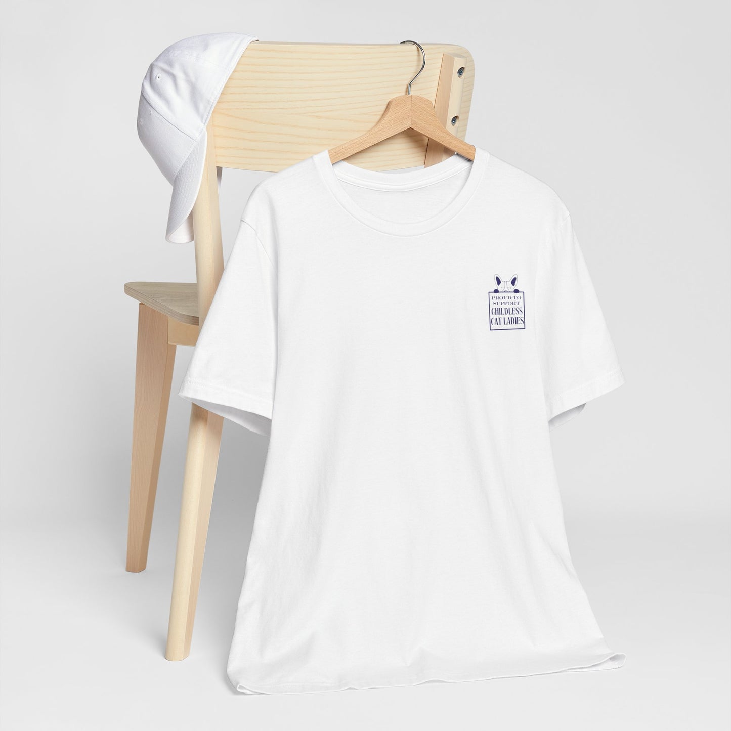'Proud to Support Childless Cat Ladies.' Unisex Jersey Short Sleeve Tee