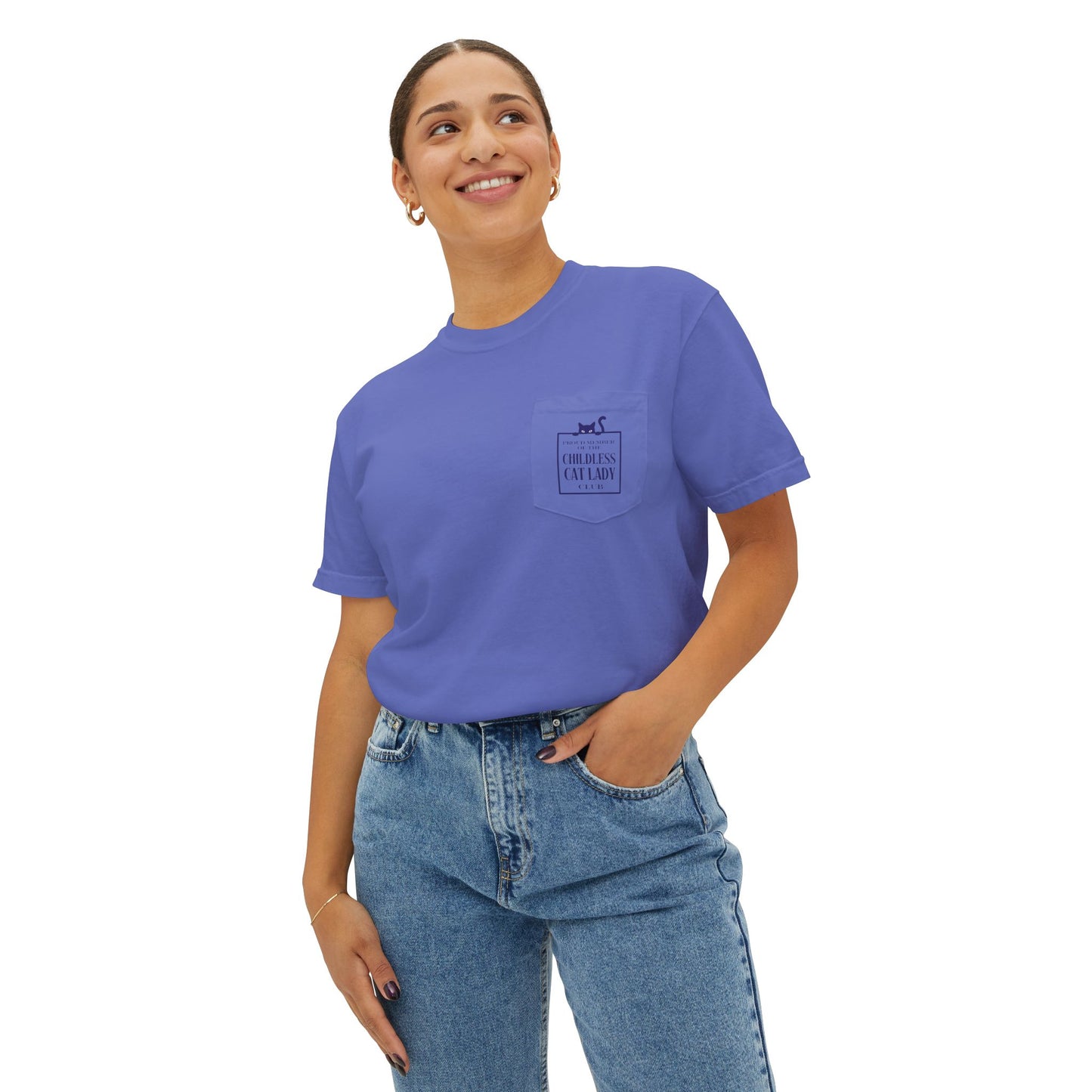Proud Member of the Childless Cat Lady Society T-Shirt – Comfort Colors Pocket Tee