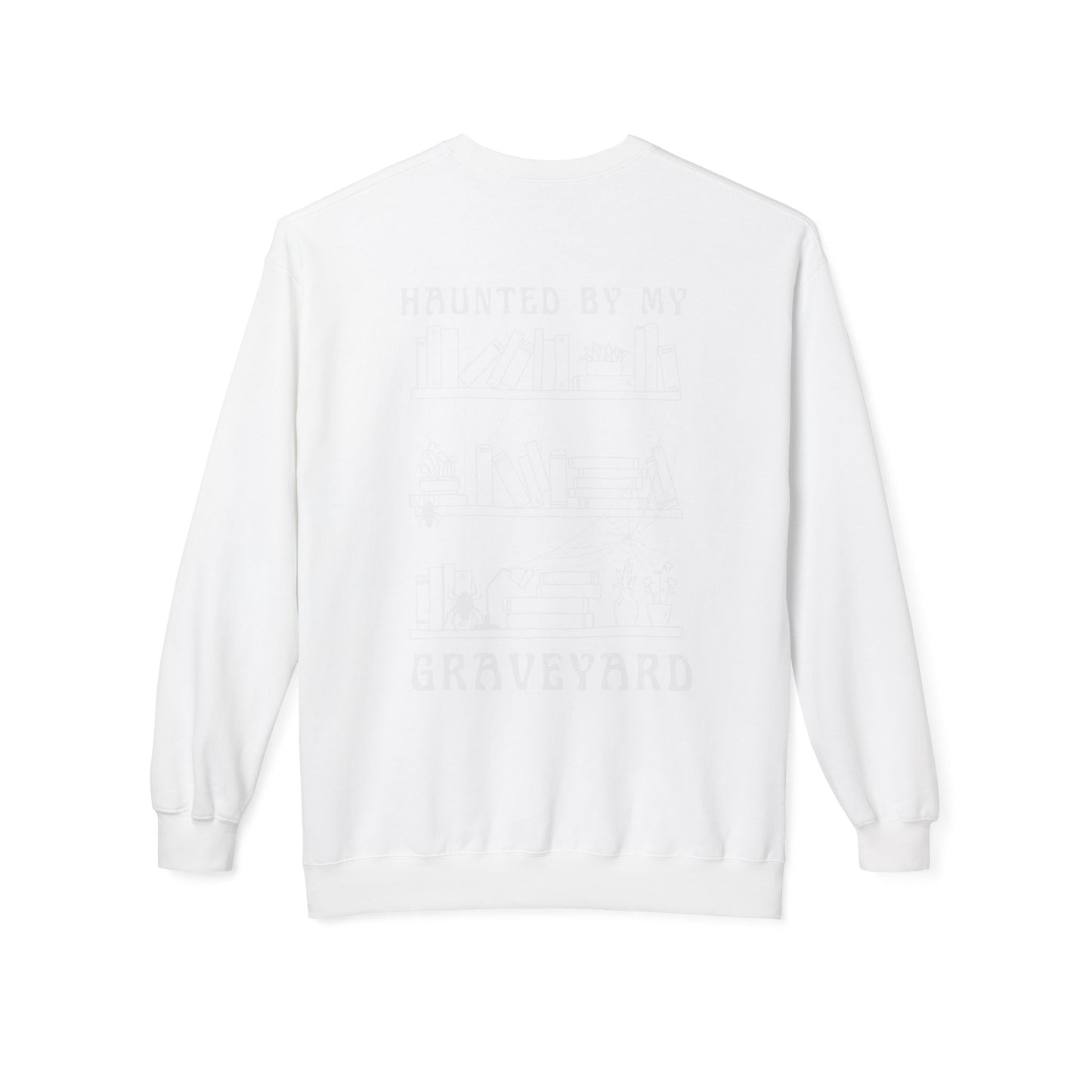 Haunted by My Graveyard Skeleton Hand & Webbed Books Sweatshirt – Unisex Gildan SF000