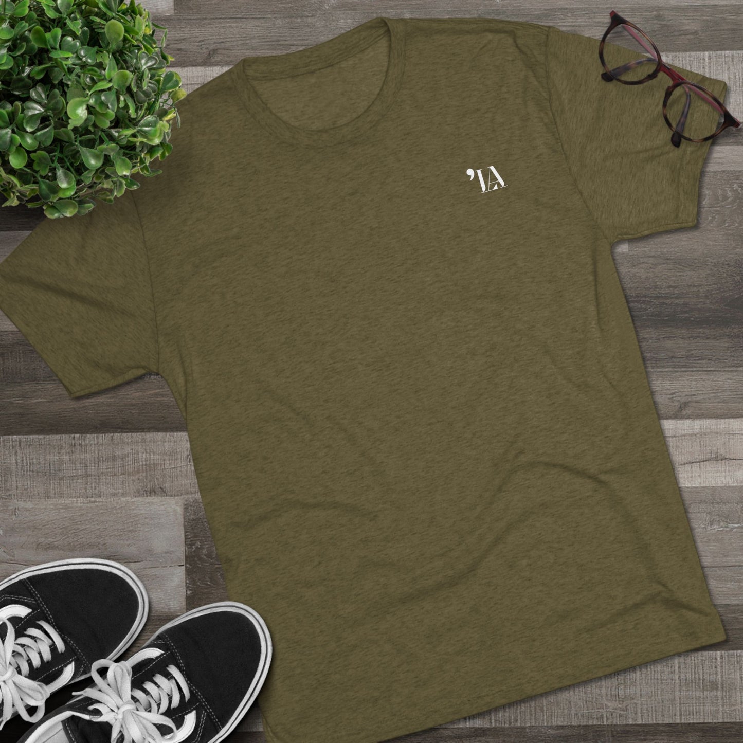 Subtle "LA" Logo Tee – Unisex Tri-Blend Crew by Next Level