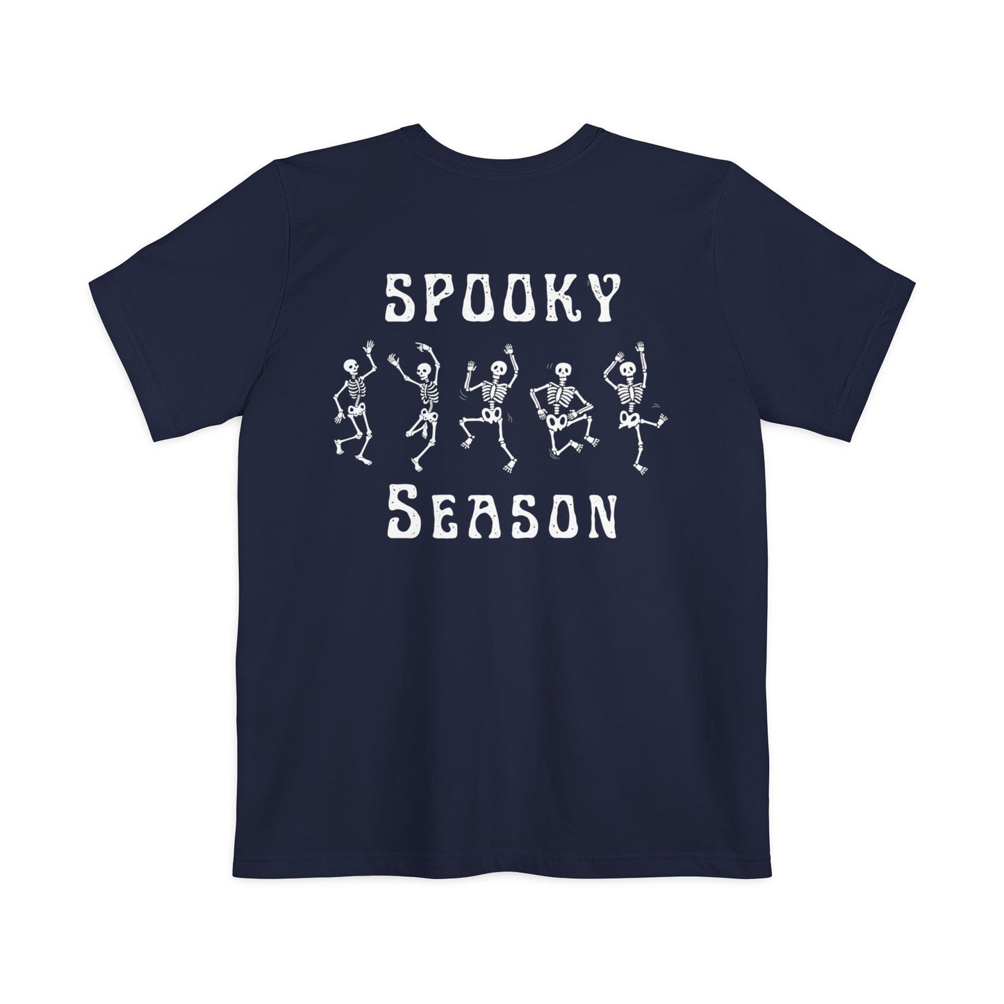 Spooky Season Dancing Skeletons Pocket Tee – Unisex Airlume Cotton