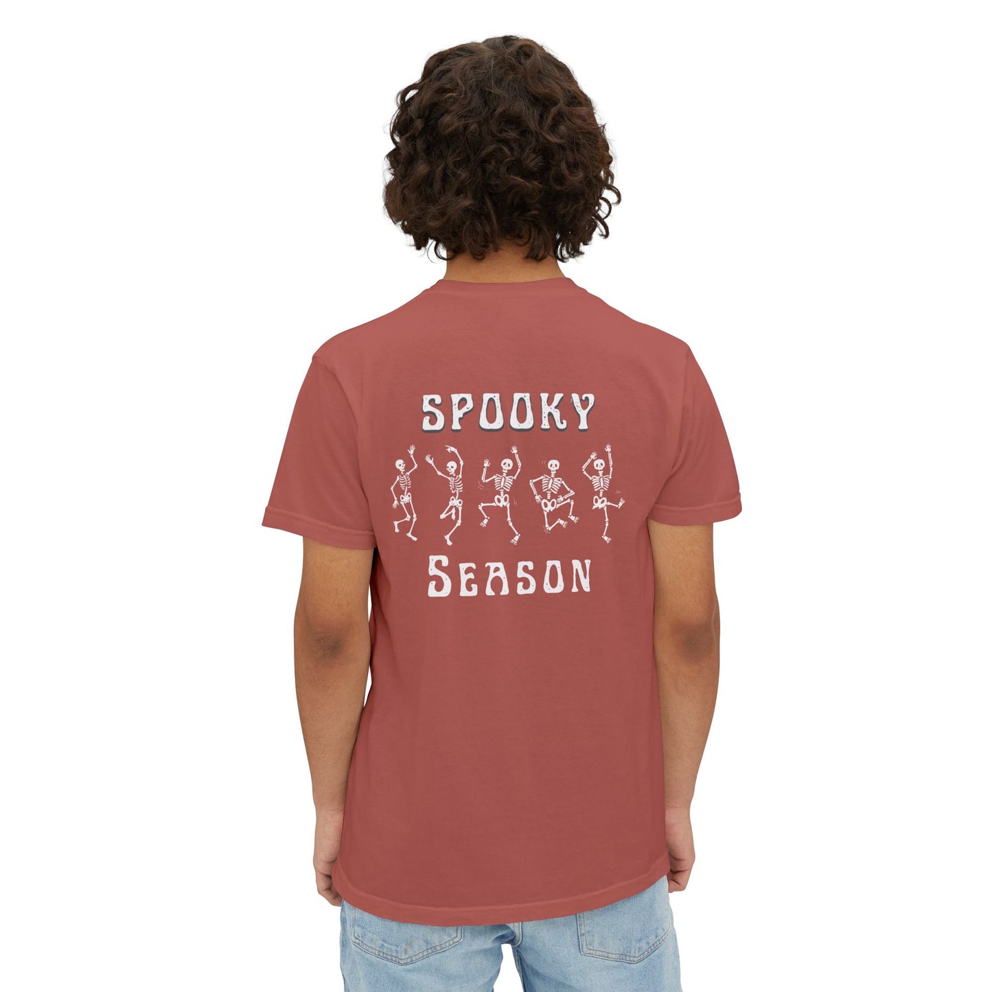 Spooky Season Skeleton Hand & Dancing Skeletons Pocket Tee – Comfort Colors 6030