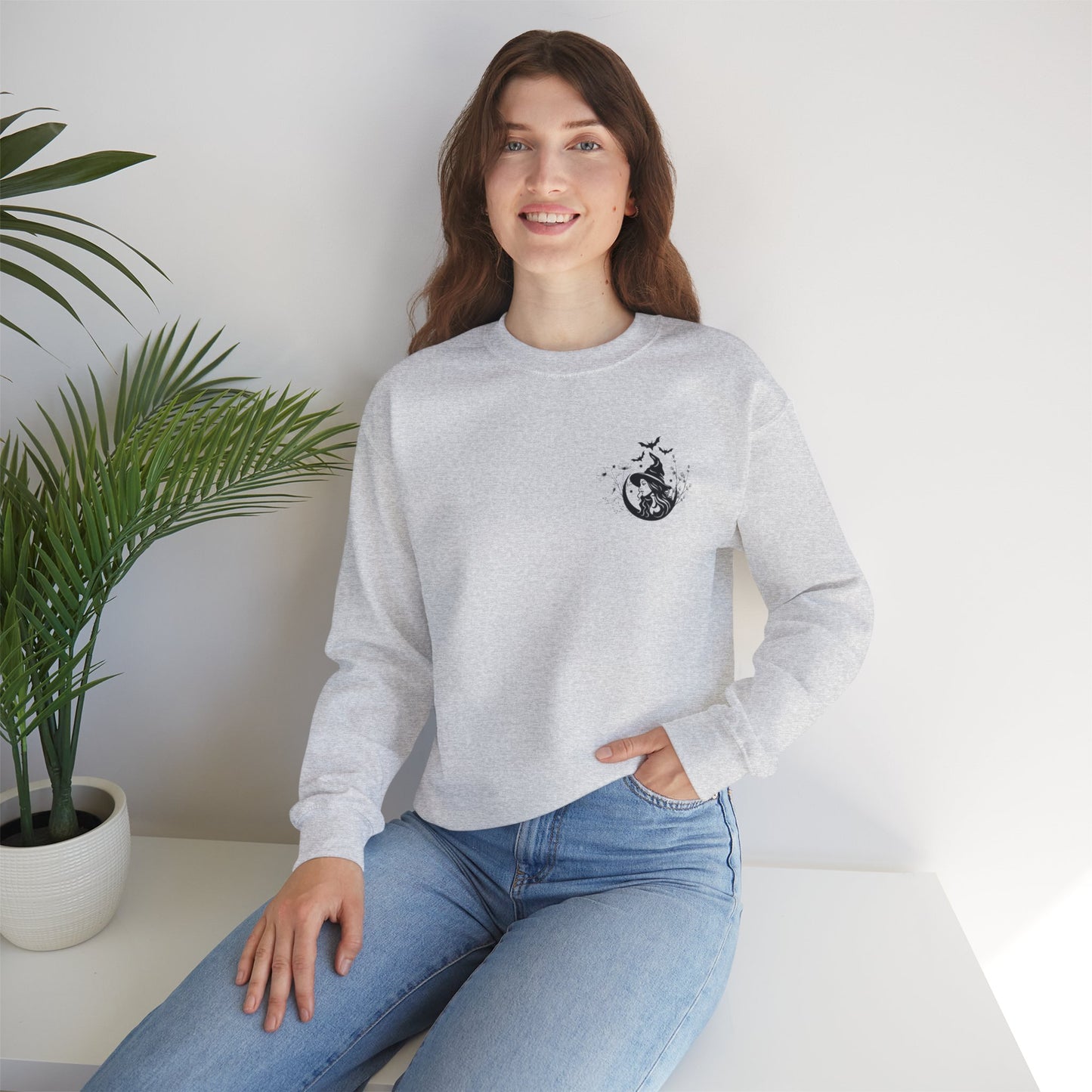 Midnight Reader Club Floral Witch Sweatshirt – Unisex Heavy Blend Crewneck