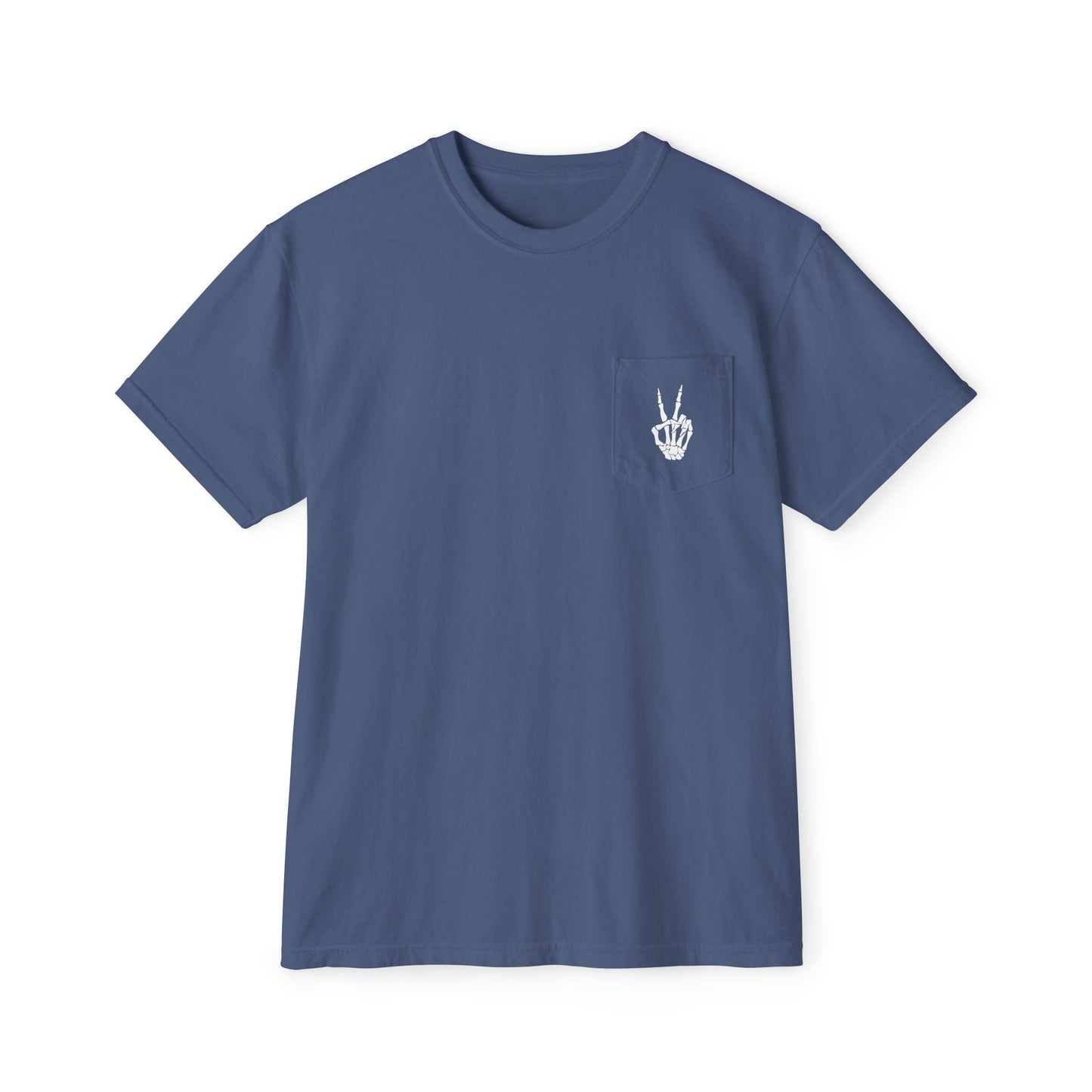Spooky Season Skeleton Hand & Dancing Skeletons Pocket Tee – Comfort Colors 6030