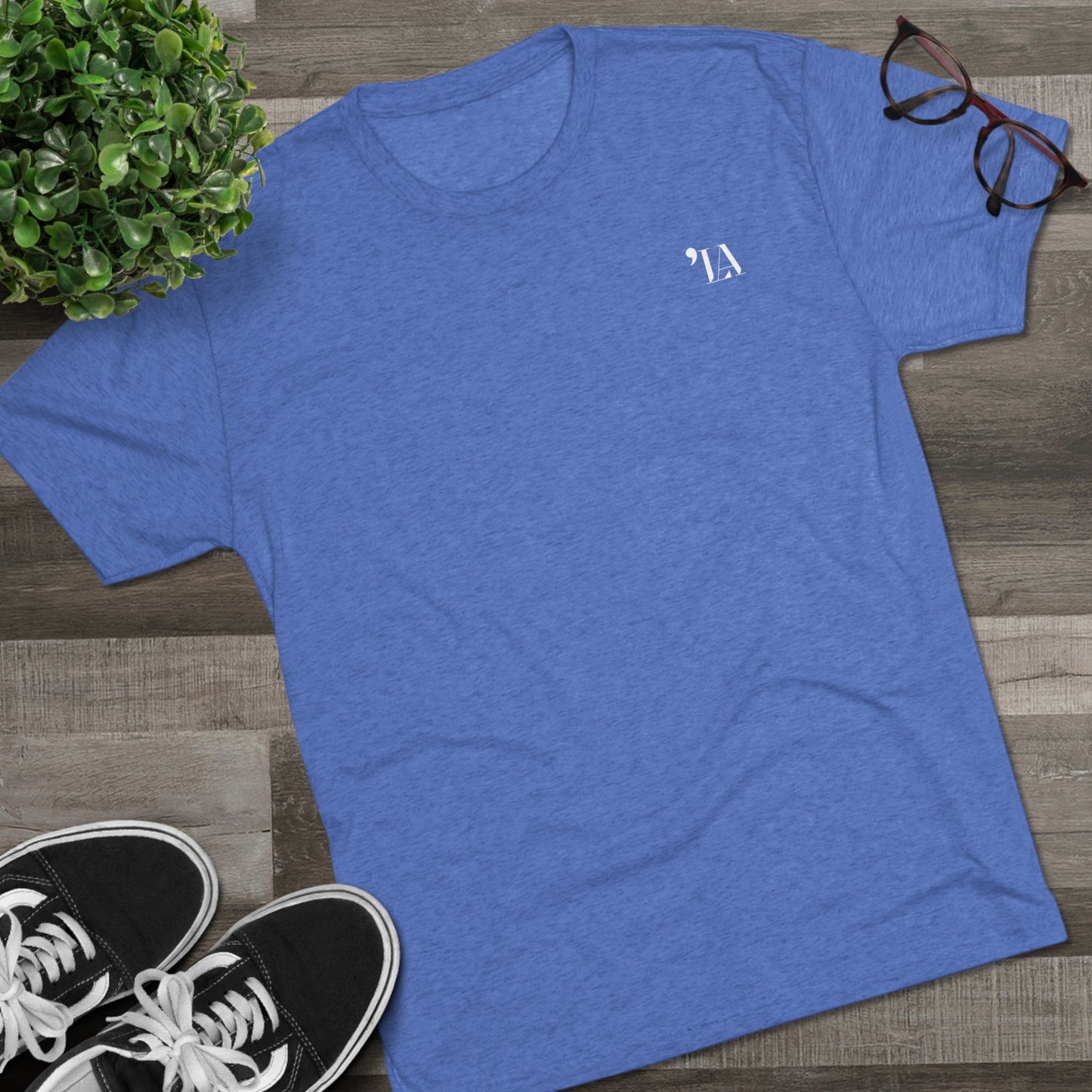 Subtle "LA" Logo Tee – Unisex Tri-Blend Crew by Next Level