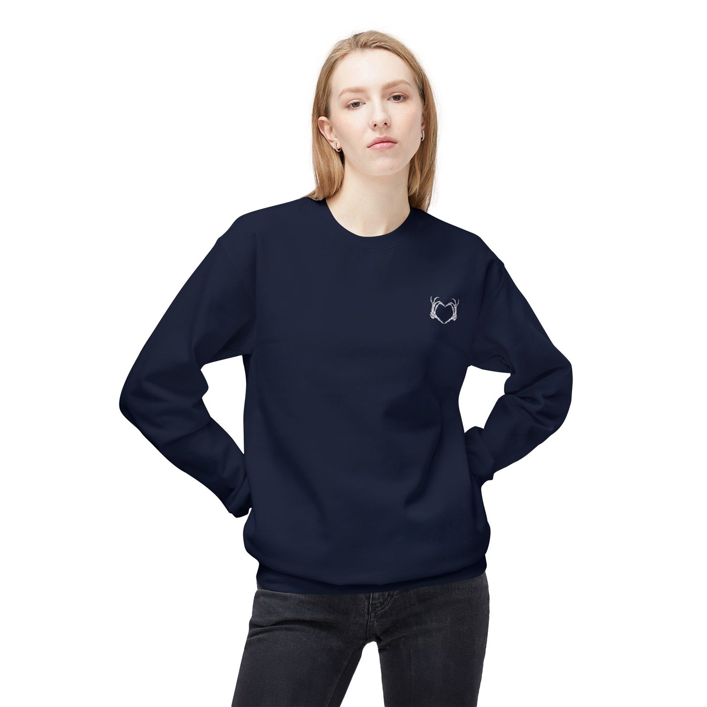 Haunted by My Graveyard Skeleton Hand & Webbed Books Sweatshirt – Unisex Gildan SF000