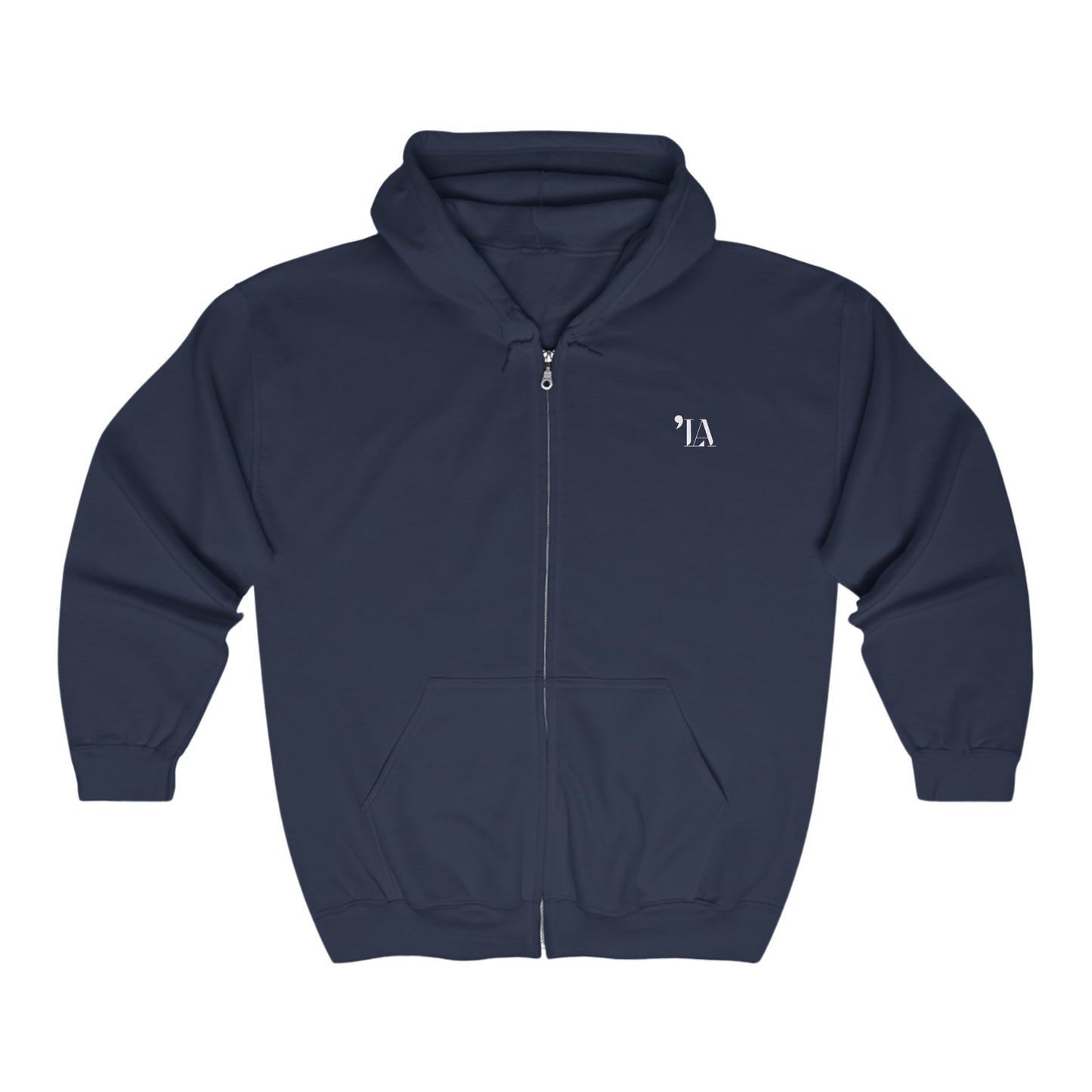 Subtle "LA" Logo Full Zip Hoodie – Men's Unisex Heavy Blend™ by Gildan