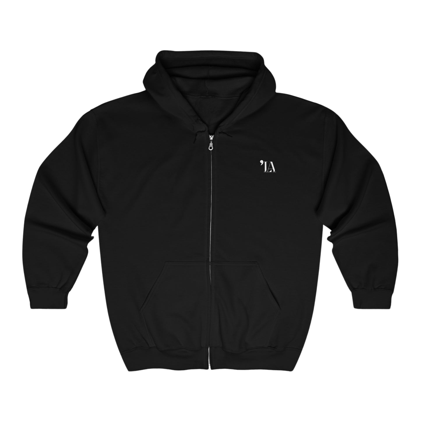 Subtle "LA" Logo Full Zip Hoodie – Men's Unisex Heavy Blend™ by Gildan