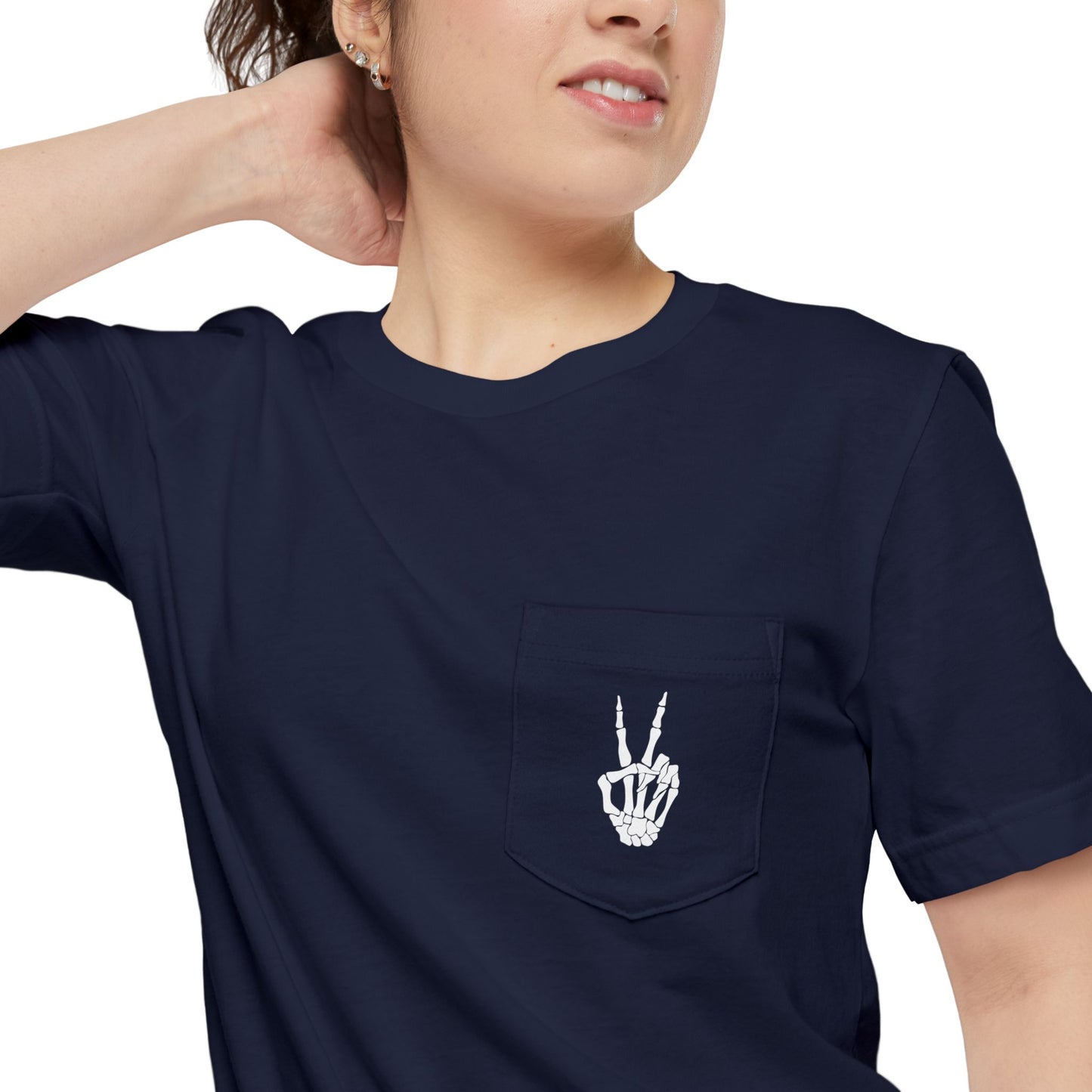 Spooky Season Dancing Skeletons Pocket Tee – Unisex Airlume Cotton