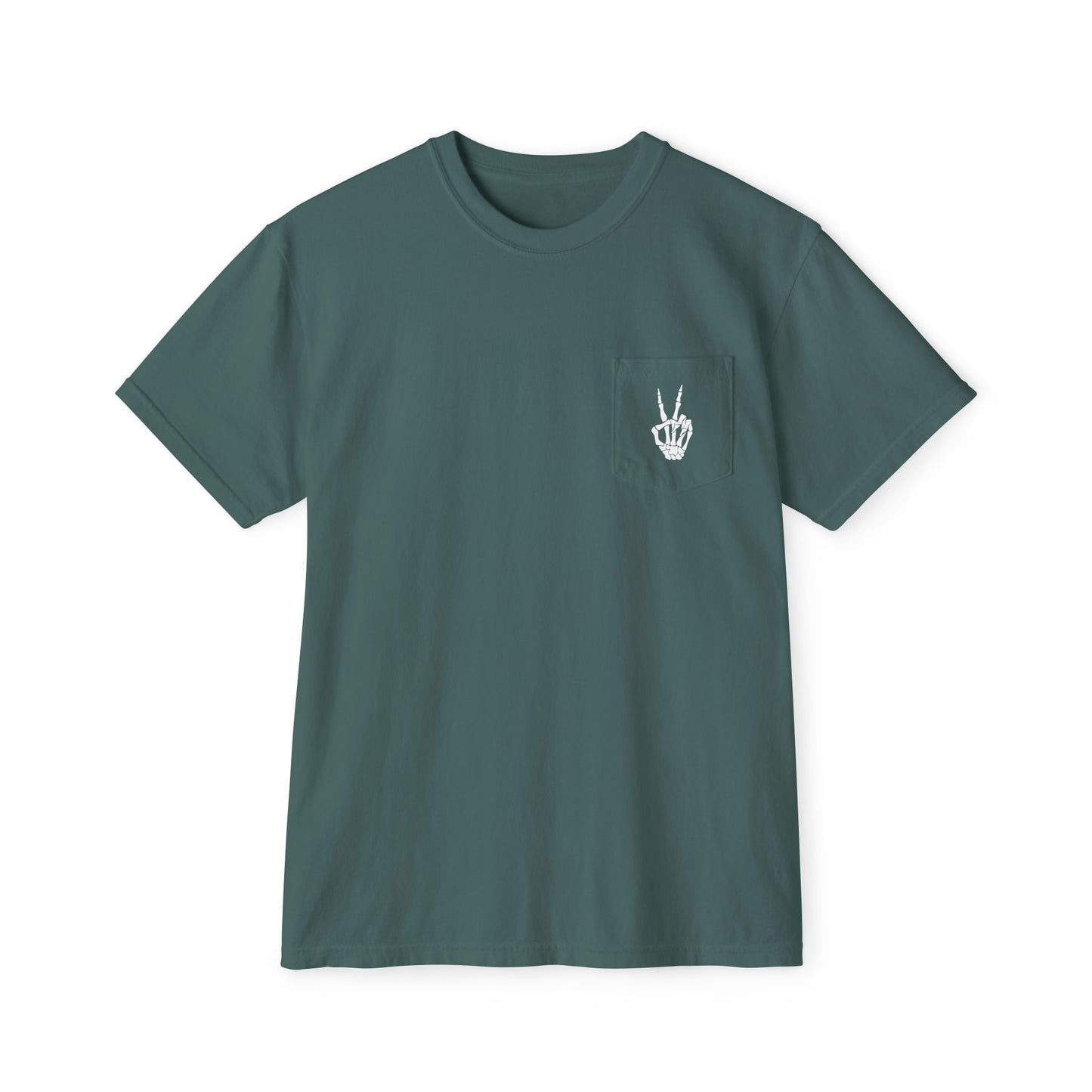 Spooky Season Skeleton Hand & Dancing Skeletons Pocket Tee – Comfort Colors 6030