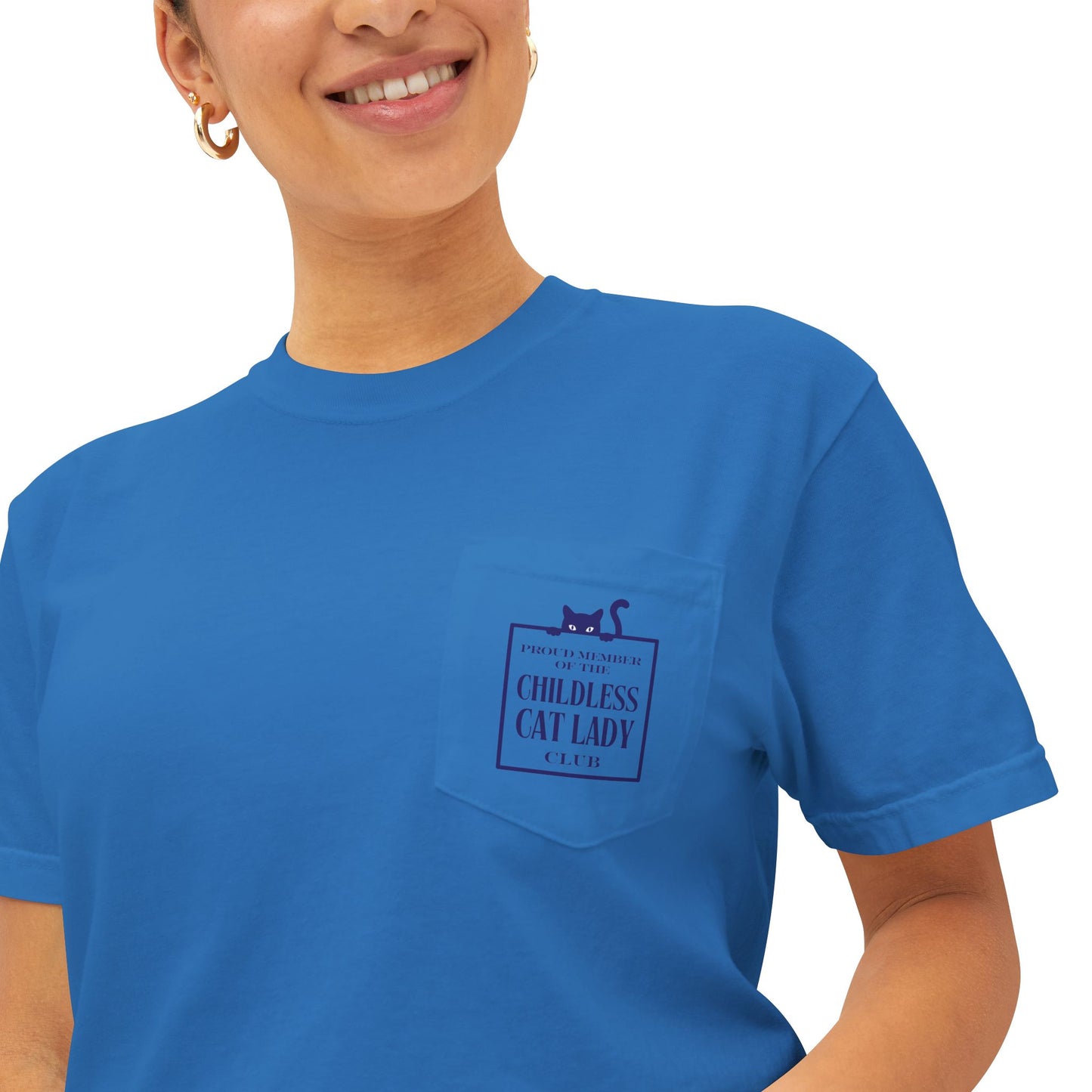 Proud Member of the Childless Cat Lady Society T-Shirt – Comfort Colors Pocket Tee