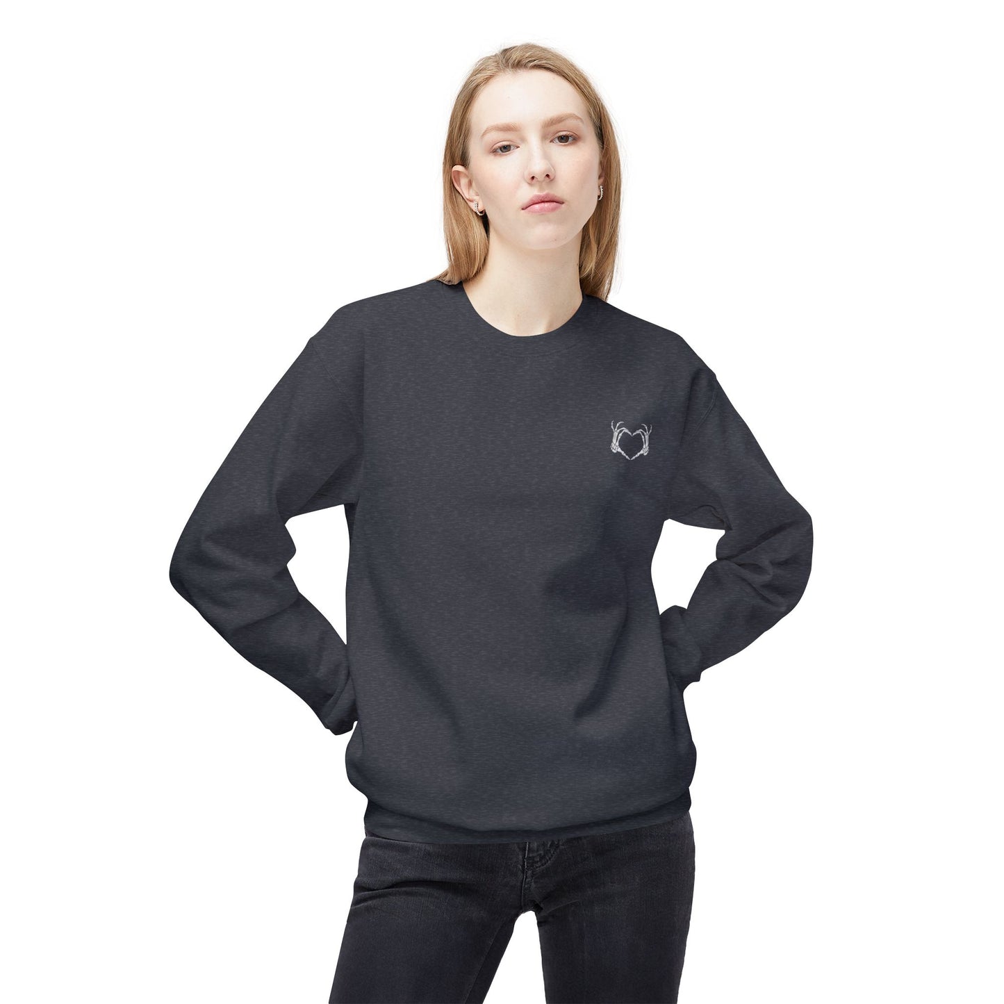 Haunted by My Graveyard Skeleton Hand & Webbed Books Sweatshirt – Unisex Gildan SF000