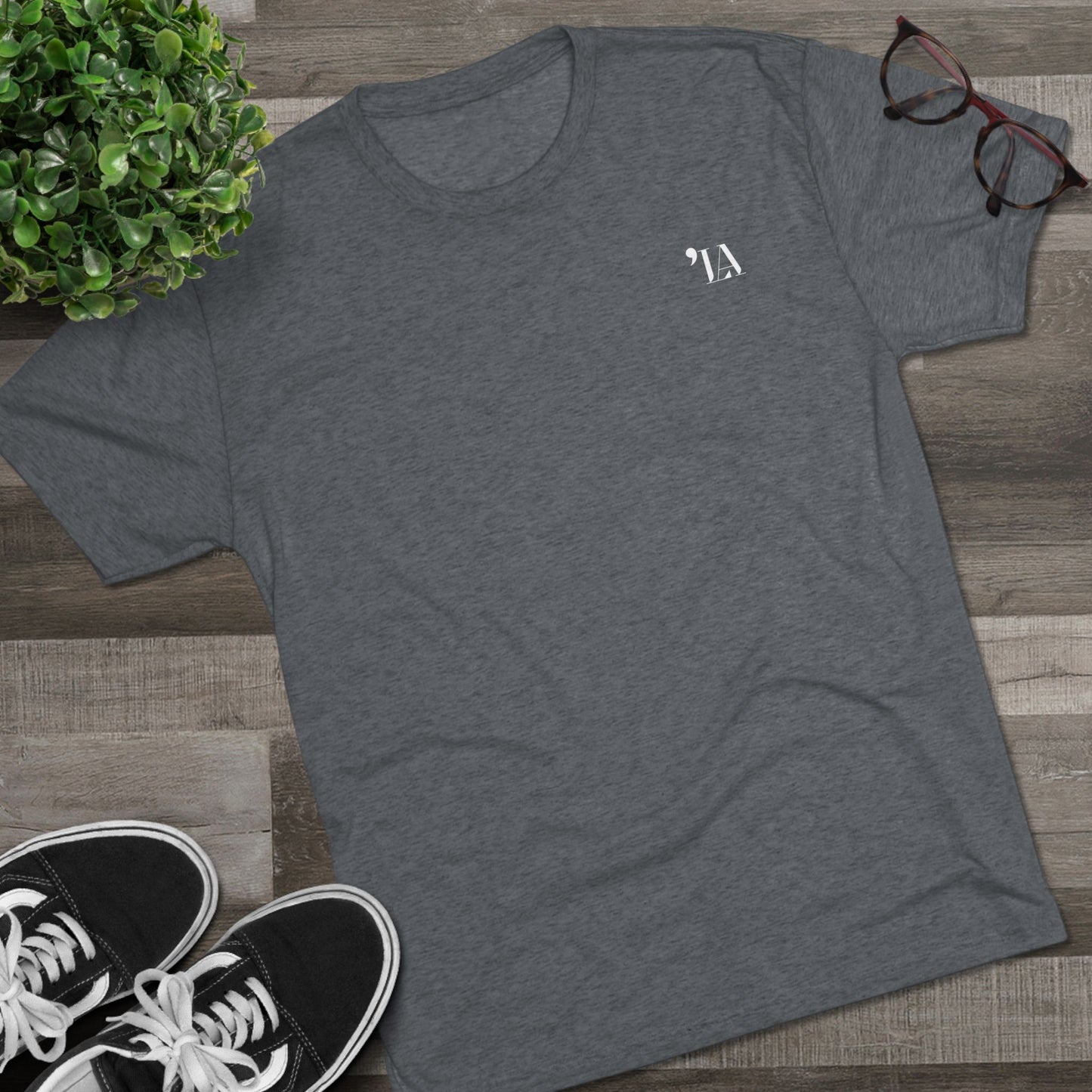 Subtle "LA" Logo Tee – Unisex Tri-Blend Crew by Next Level