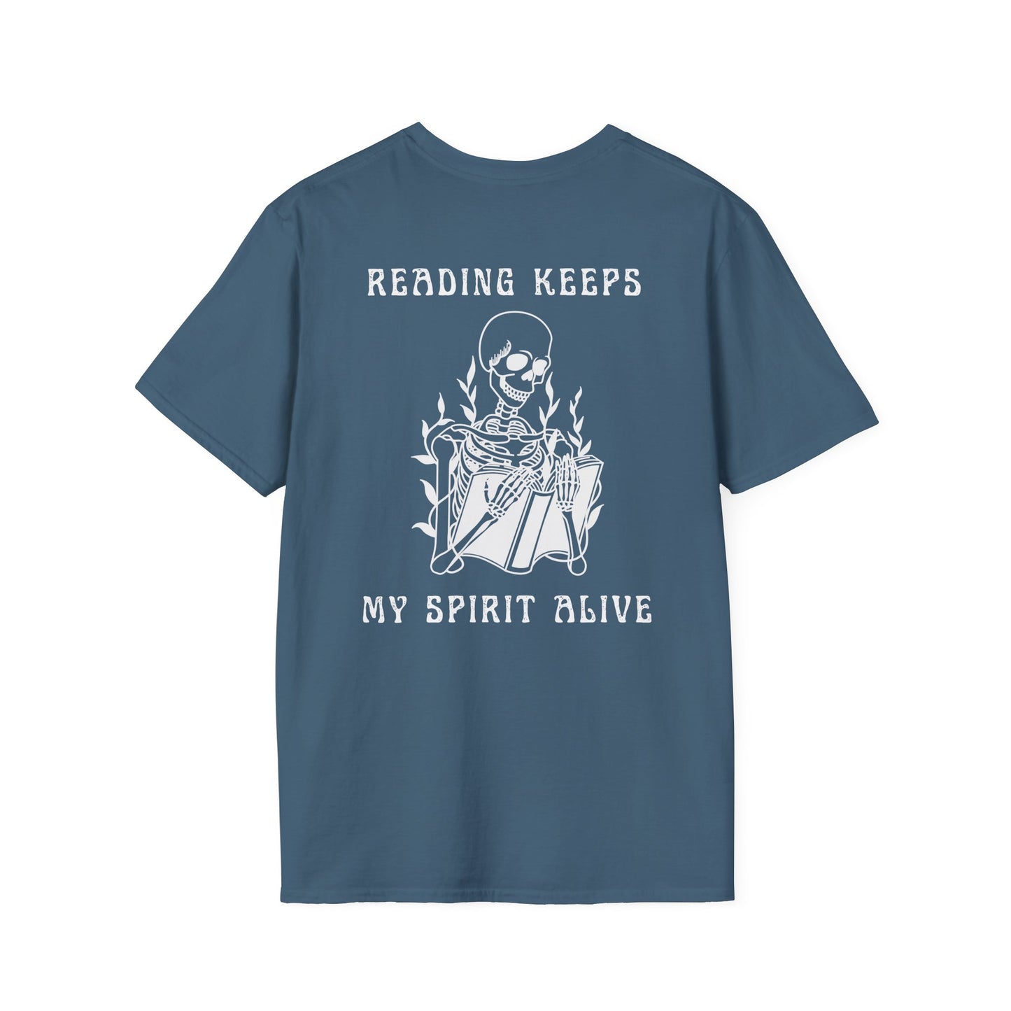 Reading Keeps My Spirit Alive Skeleton Tee – Spooky & Stylish Collection