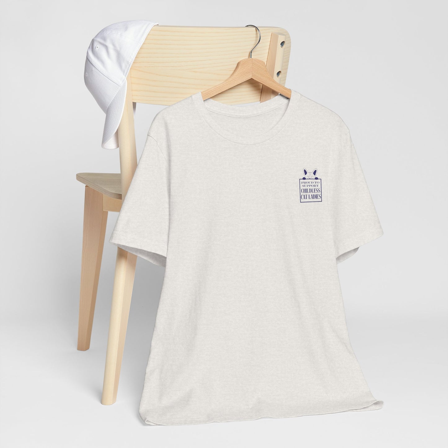 'Proud to Support Childless Cat Ladies.' Unisex Jersey Short Sleeve Tee