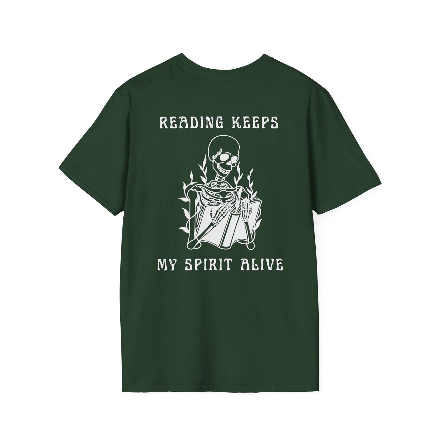 Reading Keeps My Spirit Alive Skeleton Tee – Spooky & Stylish Collection