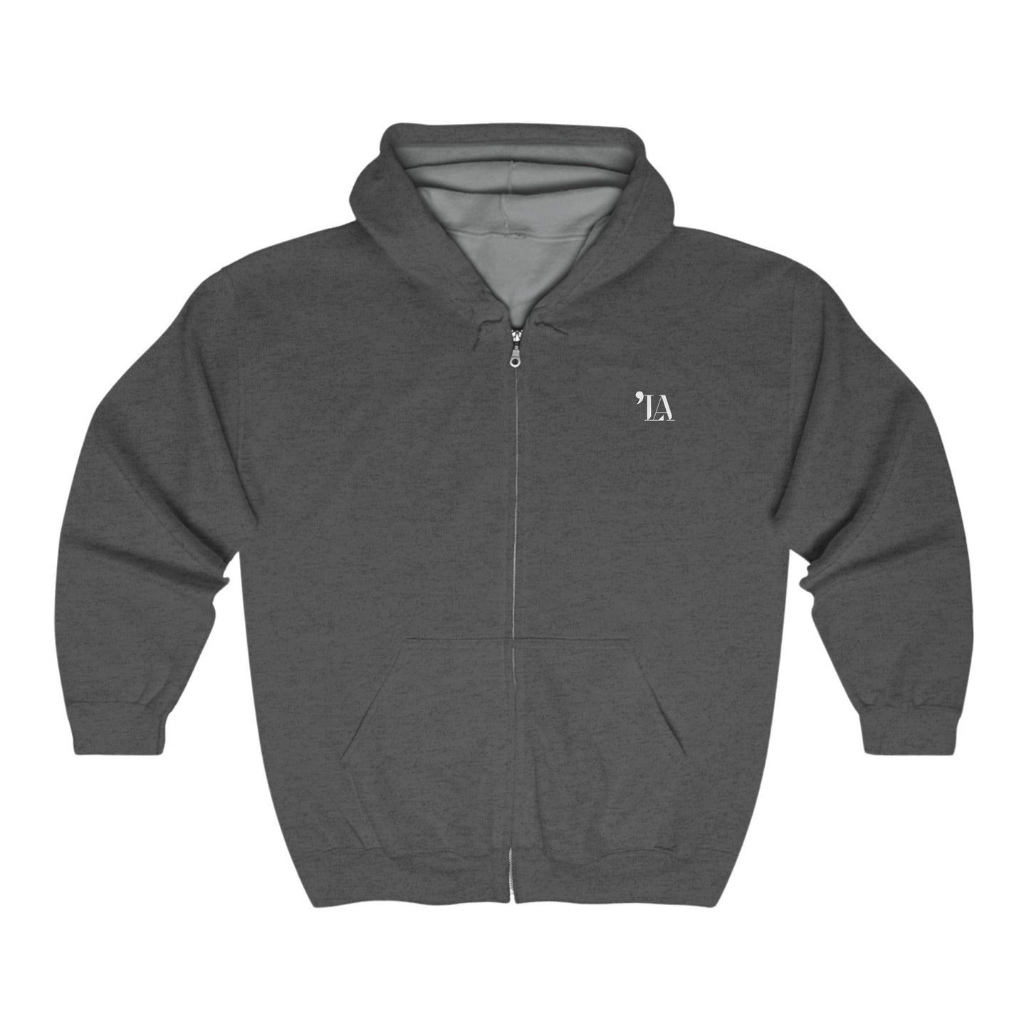 Subtle "LA" Logo Full Zip Hoodie – Men's Unisex Heavy Blend™ by Gildan