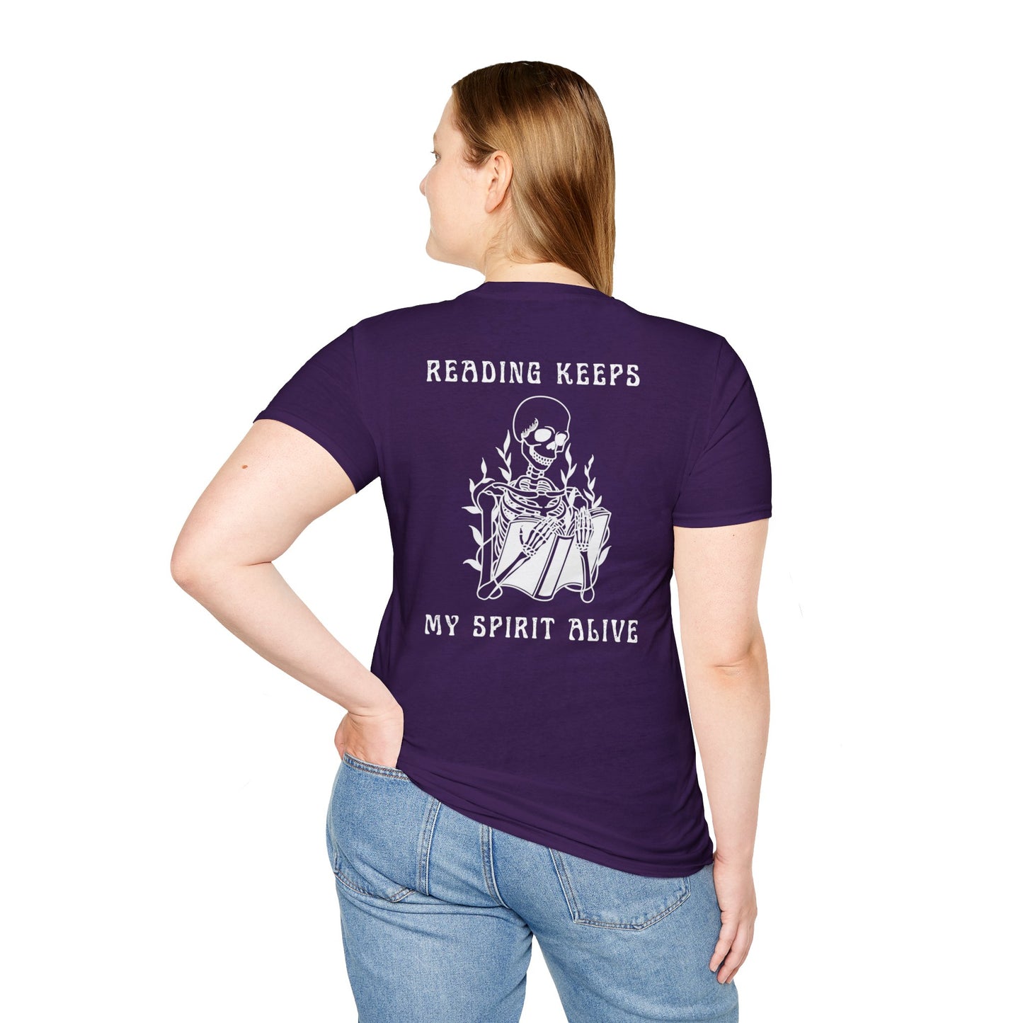 Reading Keeps My Spirit Alive Skeleton Tee – Spooky & Stylish Collection