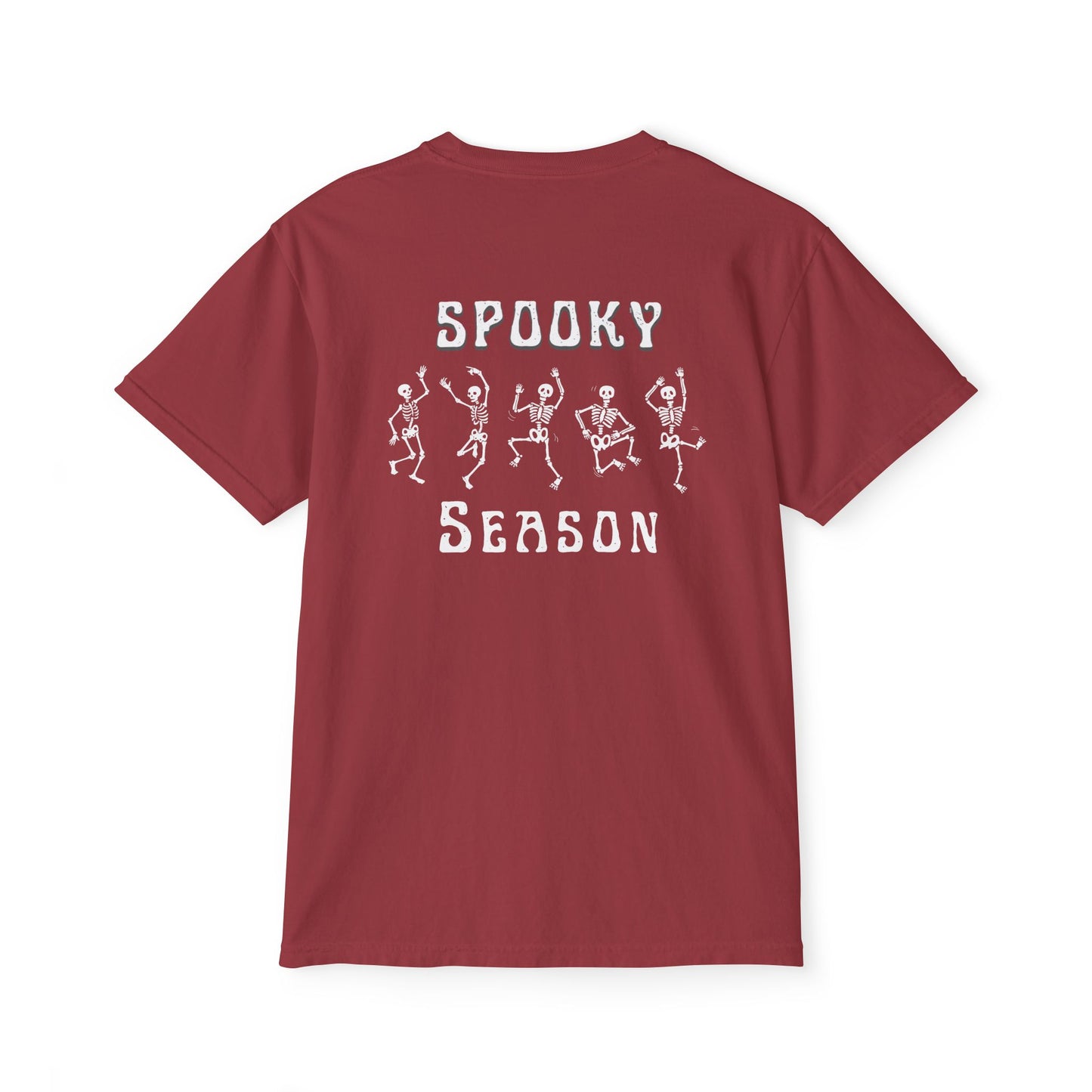 Spooky Season Skeleton Hand & Dancing Skeletons Pocket Tee – Comfort Colors 6030