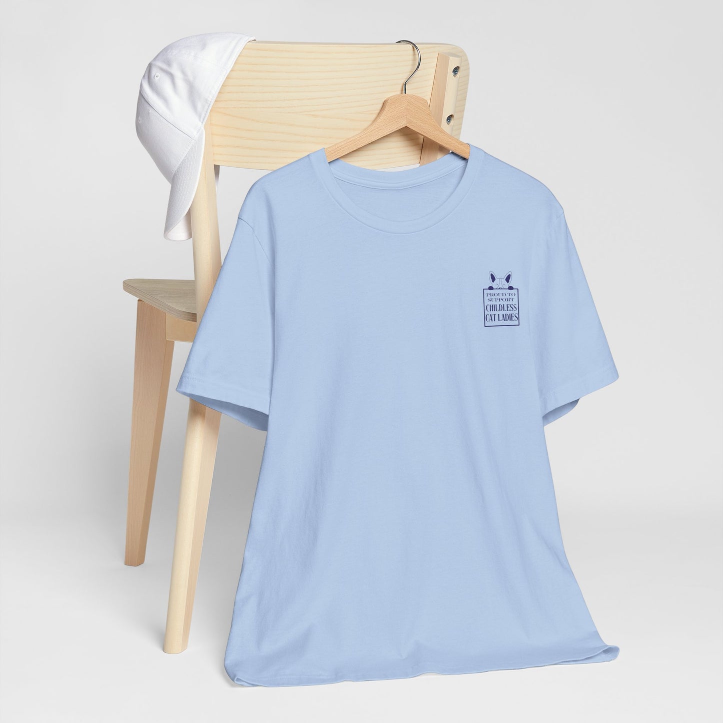 'Proud to Support Childless Cat Ladies.' Unisex Jersey Short Sleeve Tee