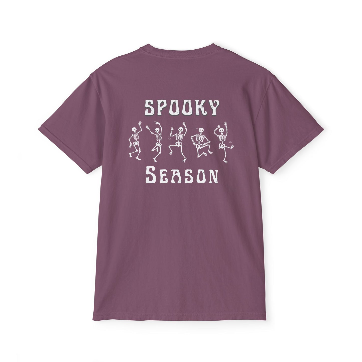 Spooky Season Skeleton Hand & Dancing Skeletons Pocket Tee – Comfort Colors 6030