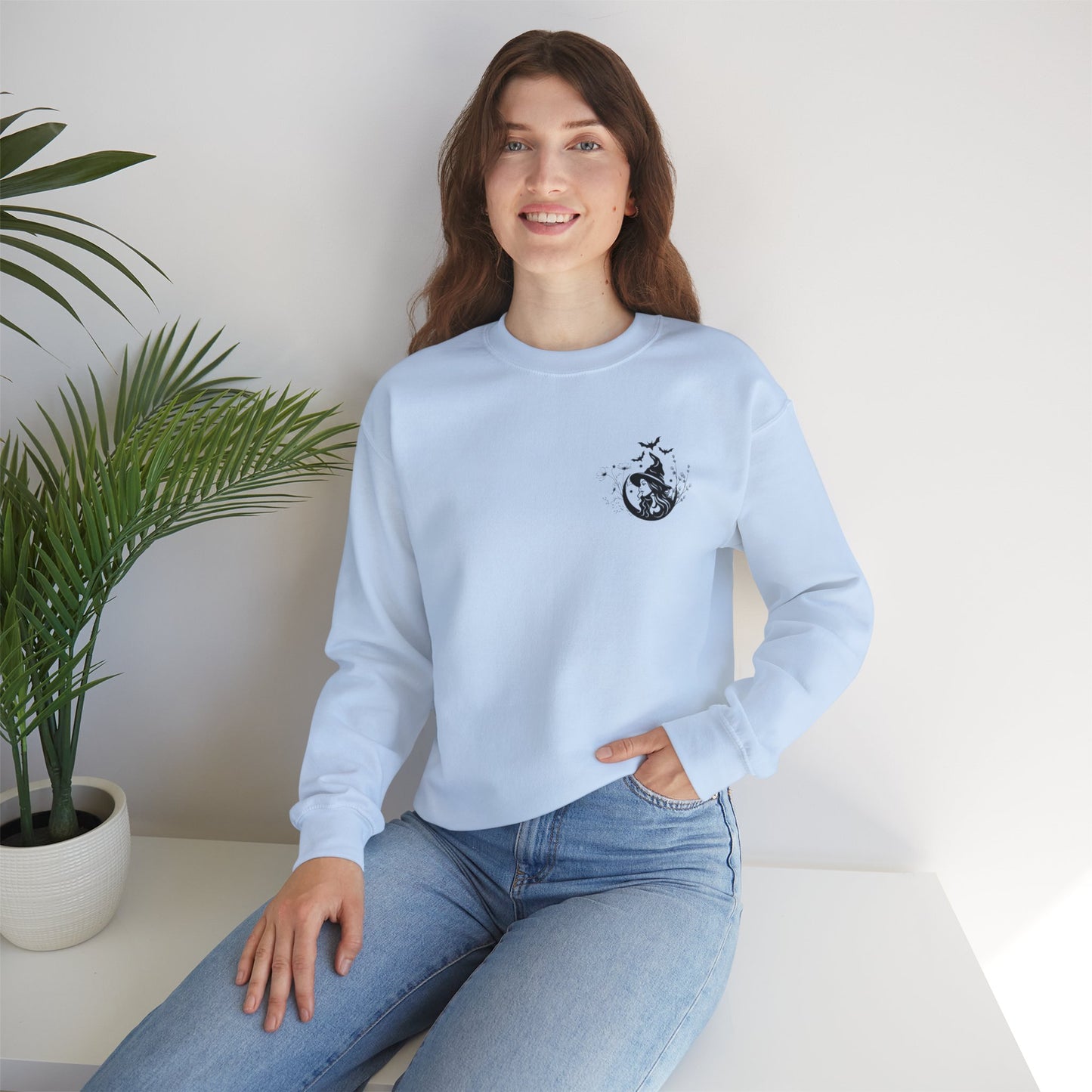 Midnight Reader Club Floral Witch Sweatshirt – Unisex Heavy Blend Crewneck