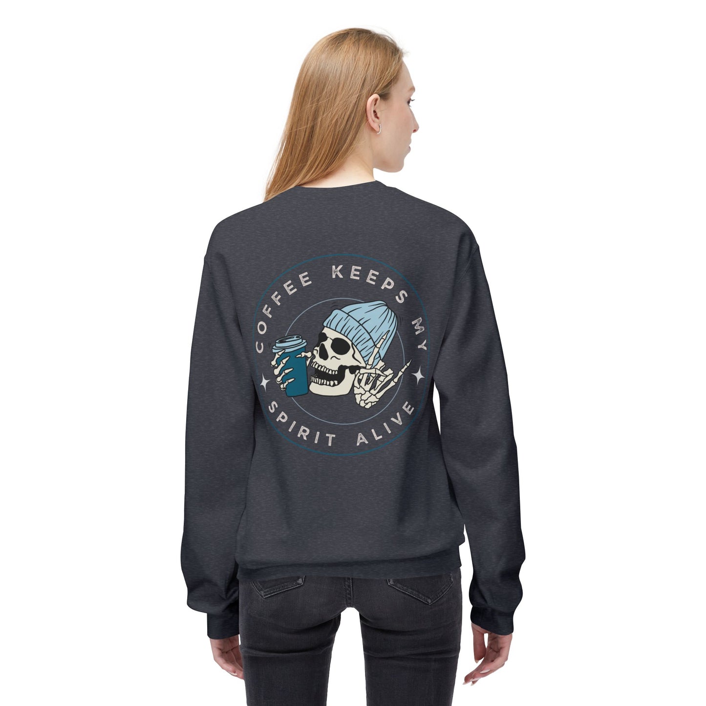 Coffee Keeps My Spirit Alive Skeleton Sweatshirt – Unisex Gildan® SF000 Sweatshirt